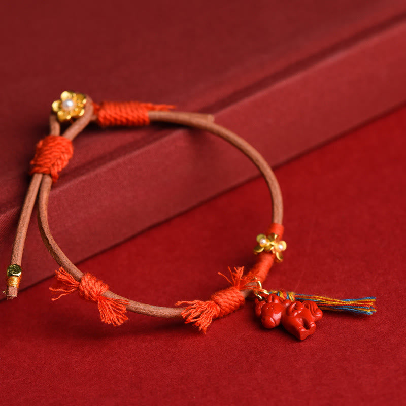 Buddha Stonesチベット馬年彫刻辰砂良縁祈願ブレスレット - image 3