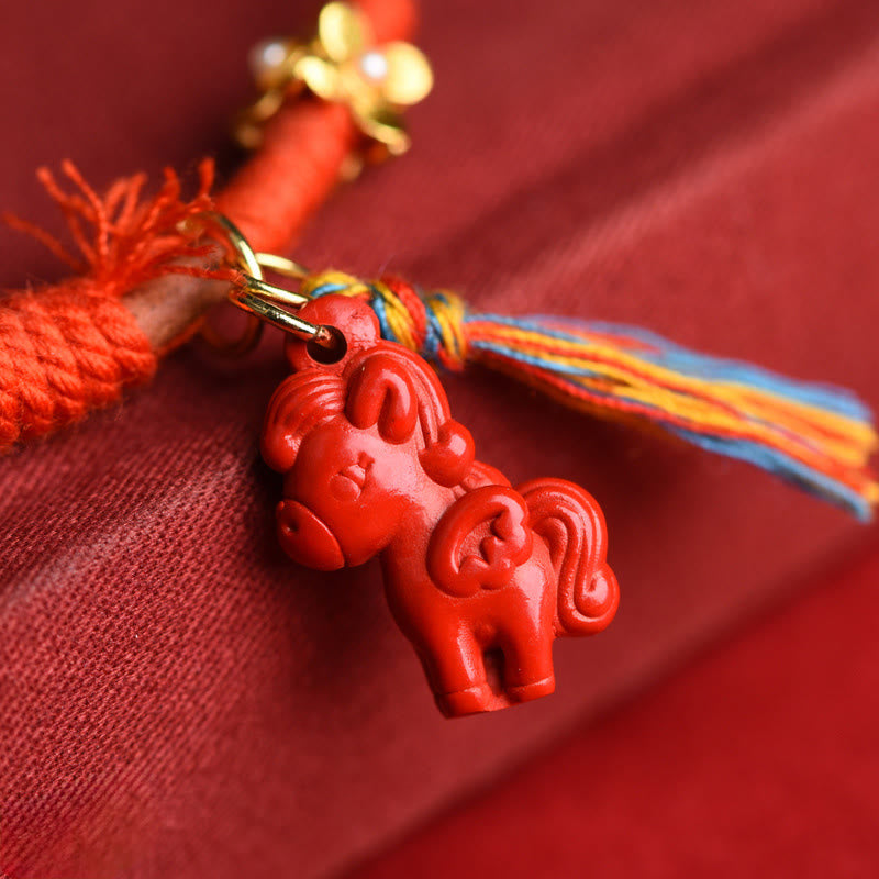 Buddha Stonesチベット馬年彫刻辰砂良縁祈願ブレスレット - image 8