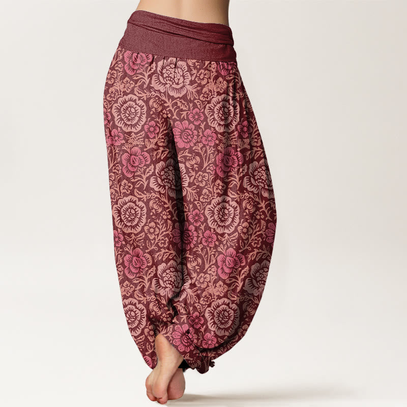 Buddha Stonesピュアコットン ヴィンテージ 田園風 花柄 レディース 伸縮性ウエスト ハーレムパンツ - image 6