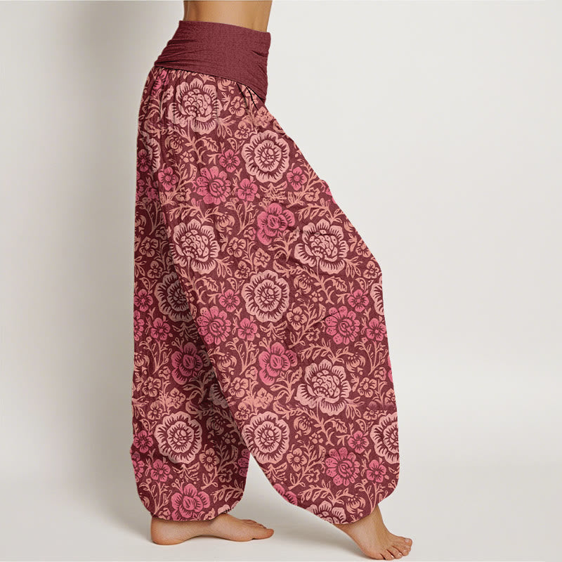 Buddha Stonesピュアコットン ヴィンテージ 田園風 花柄 レディース 伸縮性ウエスト ハーレムパンツ - image 7