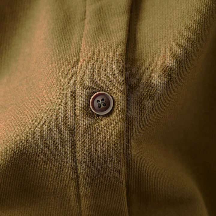 Buddha Stones秋冬 無地 ボタンダウン クルーネック 長袖 レディース コットンシャツ - image 4