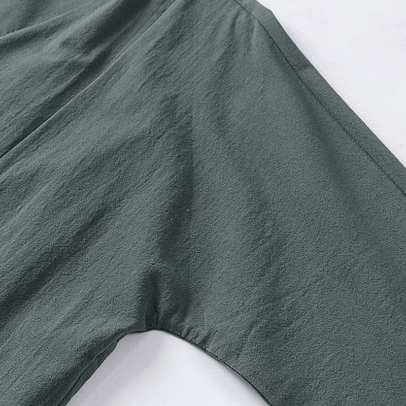 Buddha Stones無地 ワンチャイニーズフロッグボタンジャケット コットンリネン メンズ 半袖着物 - image 8