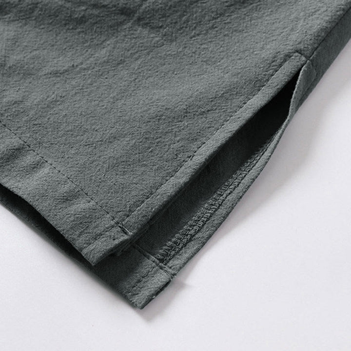 Buddha Stones無地 レースアップ コットンリネン メンズ 七分袖 着物 - image 5