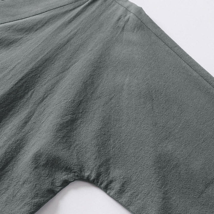 Buddha Stones無地 レースアップ コットンリネン メンズ 七分袖 着物 - image 6