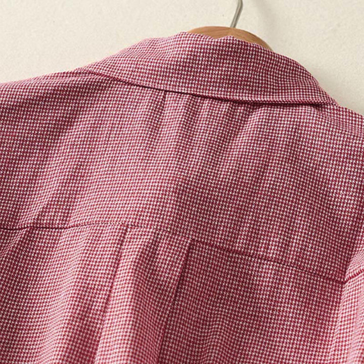 Buddha Stones秋 猫 子猫 刺繍 チェック柄 スタンドカラー ボタンダウンデザイン レディース 長袖シャツ - image 9