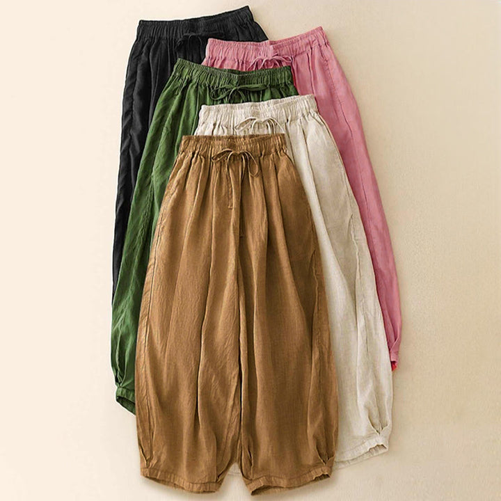 Buddha Stones夏用 伸縮性ウエスト コットン レディース カプリ クロップド丈 ハーレムパンツ ポケット付き - image 32