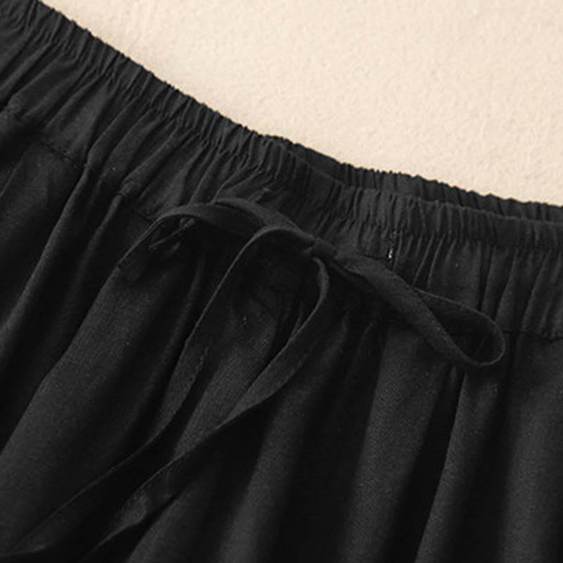 Buddha Stones夏用 伸縮性ウエスト コットン レディース カプリ クロップド丈 ハーレムパンツ ポケット付き - image 11