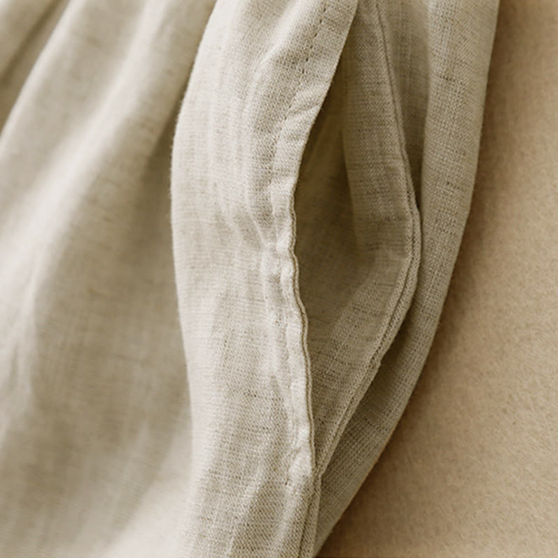 Buddha Stones夏用 伸縮性ウエスト コットン レディース カプリ クロップド丈 ハーレムパンツ ポケット付き - image 4