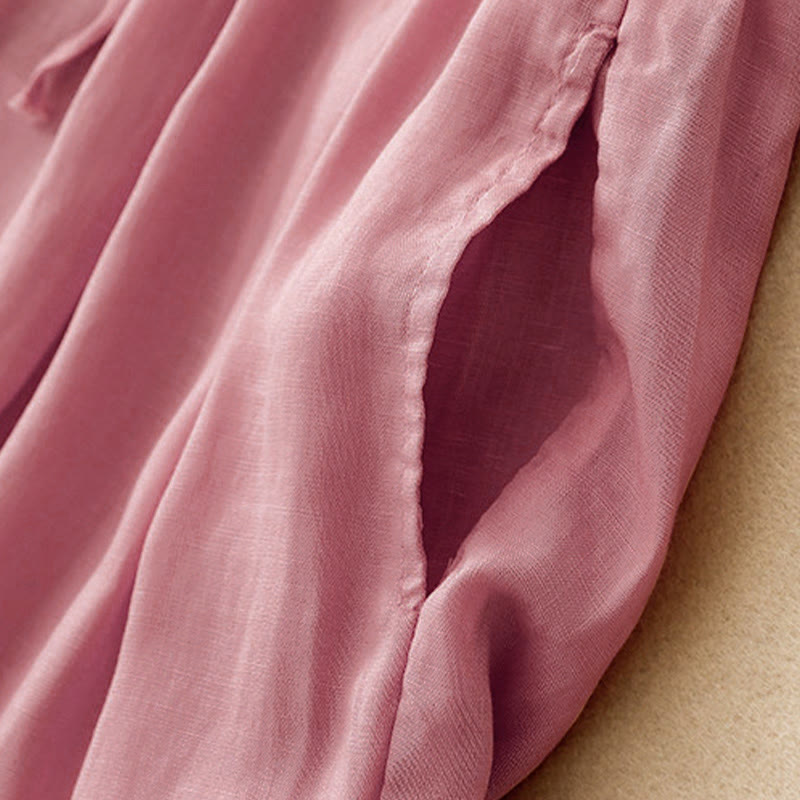 Buddha Stones夏用 伸縮性ウエスト コットン レディース カプリ クロップド丈 ハーレムパンツ ポケット付き - image 21