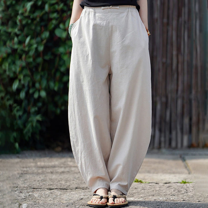 Buddha Stones夏 無地 中国風 カエルボタン ストレートレッグデザイン メンズ コットンリネン パンツ ポケット付き - image 11