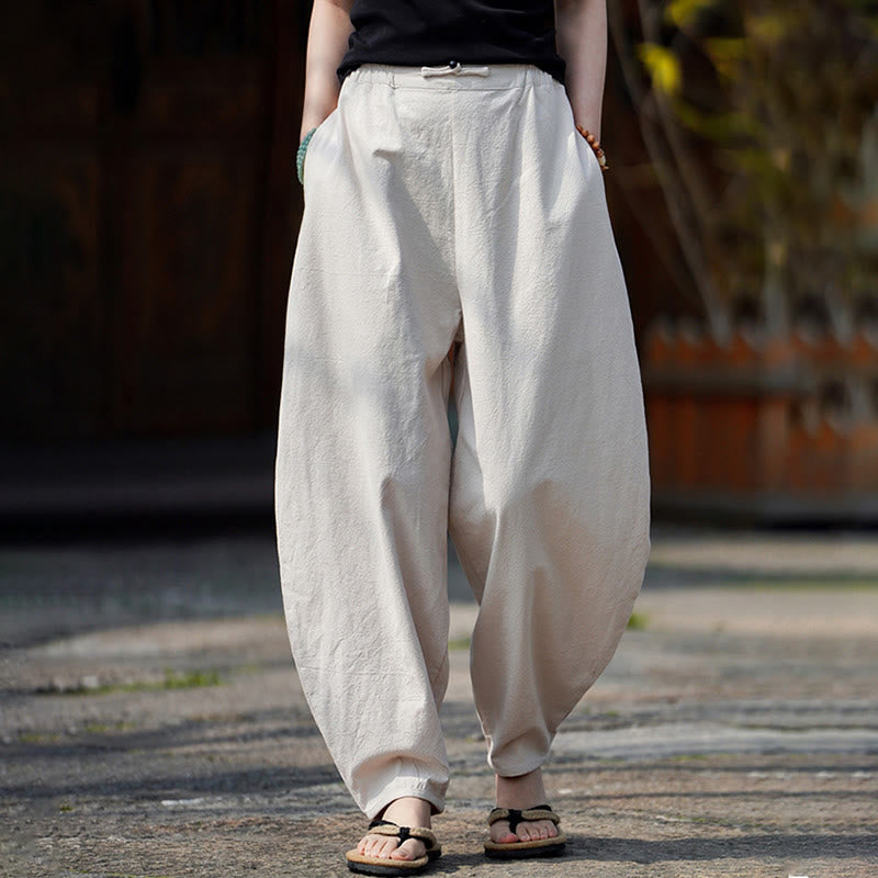 Buddha Stones夏 無地 中国風 カエルボタン ストレートレッグデザイン メンズ コットンリネン パンツ ポケット付き - image 10