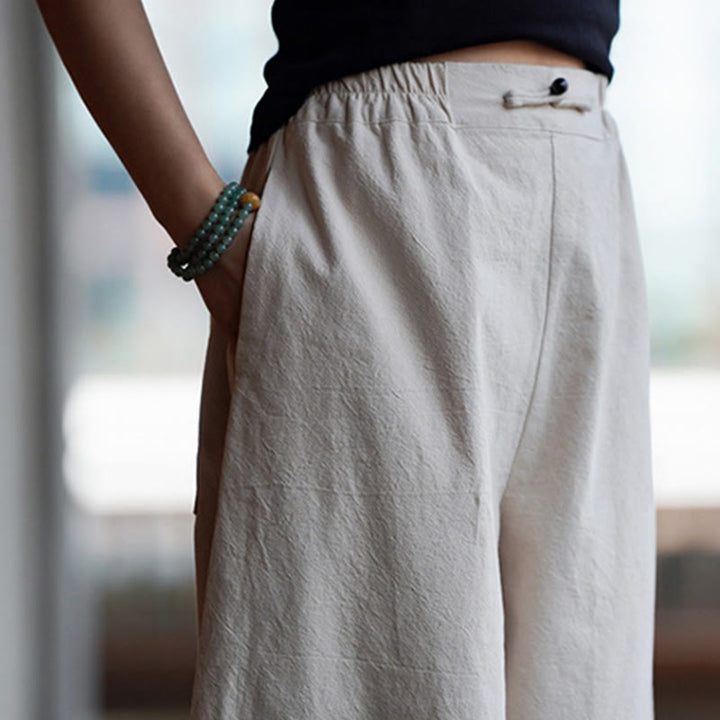 Buddha Stones夏 無地 中国風 カエルボタン ストレートレッグデザイン メンズ コットンリネン パンツ ポケット付き - image 14