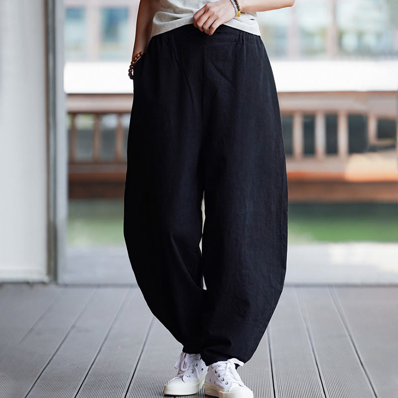 Buddha Stones夏 無地 中国風 カエルボタン ストレートレッグデザイン メンズ コットンリネン パンツ ポケット付き - image 21