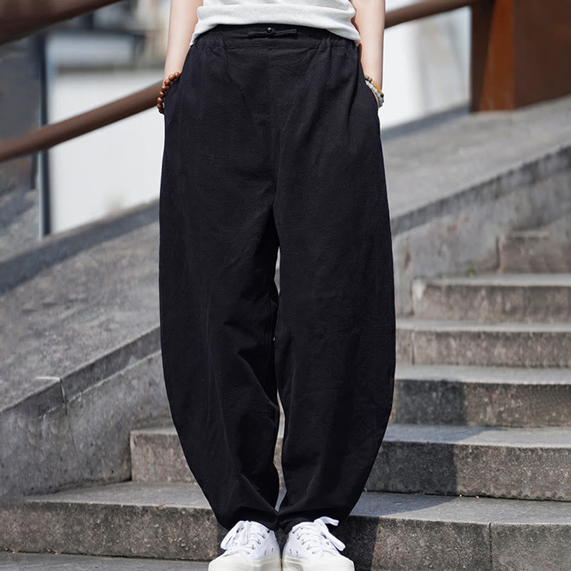 Buddha Stones夏 無地 中国風 カエルボタン ストレートレッグデザイン メンズ コットンリネン パンツ ポケット付き - image 25