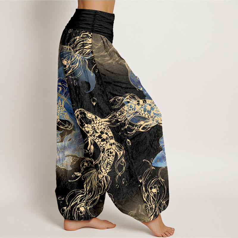 Buddha Stonesピュアコットン 鯉鯉レディース 伸縮性ウエスト ハーレムパンツ - image 7