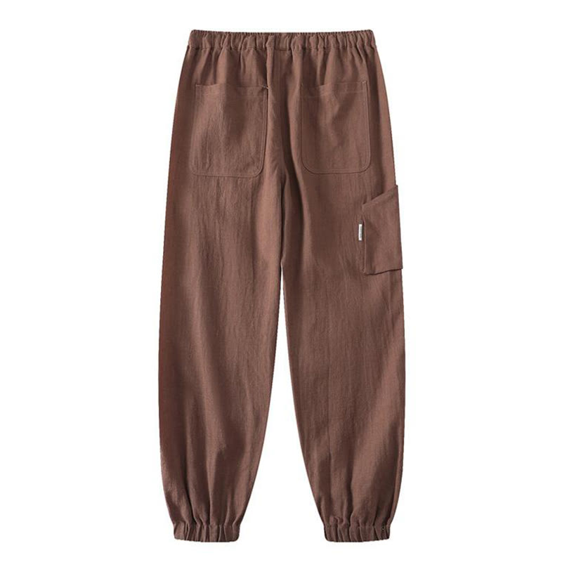 Buddha Stones夏用 ラミー リネン コットン アンクル丈 伸縮性カフス テーパード メンズ パンツ ポケット付き - image 16
