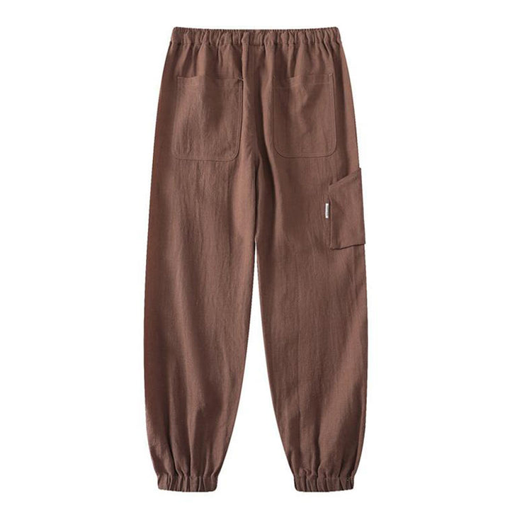 Buddha Stones夏用 ラミー リネン コットン アンクル丈 伸縮性カフス テーパード メンズ パンツ ポケット付き - image 16
