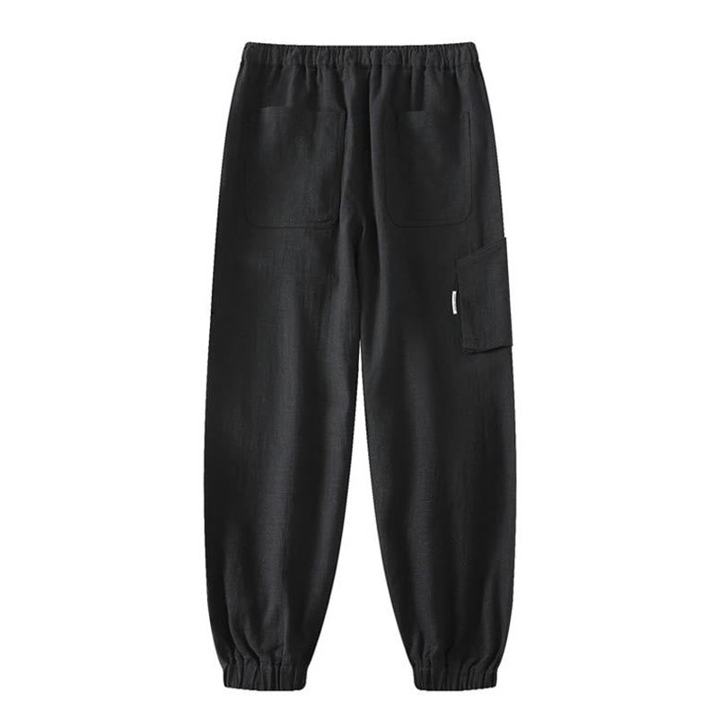 Buddha Stones夏用 ラミー リネン コットン アンクル丈 伸縮性カフス テーパード メンズ パンツ ポケット付き - image 14