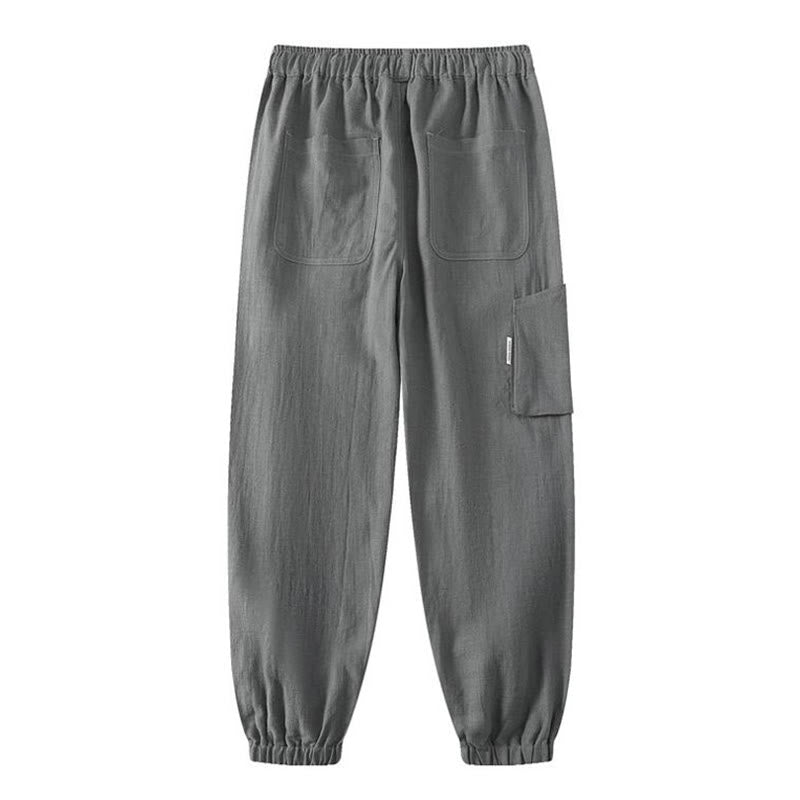 Buddha Stones夏用 ラミー リネン コットン アンクル丈 伸縮性カフス テーパード メンズ パンツ ポケット付き - image 12