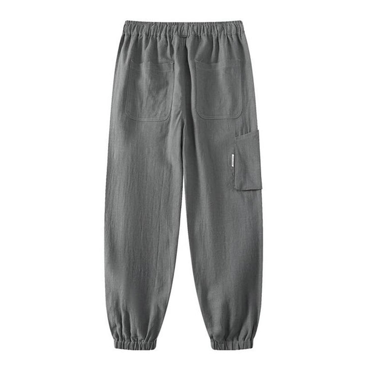 Buddha Stones夏用 ラミー リネン コットン アンクル丈 伸縮性カフス テーパード メンズ パンツ ポケット付き - image 12