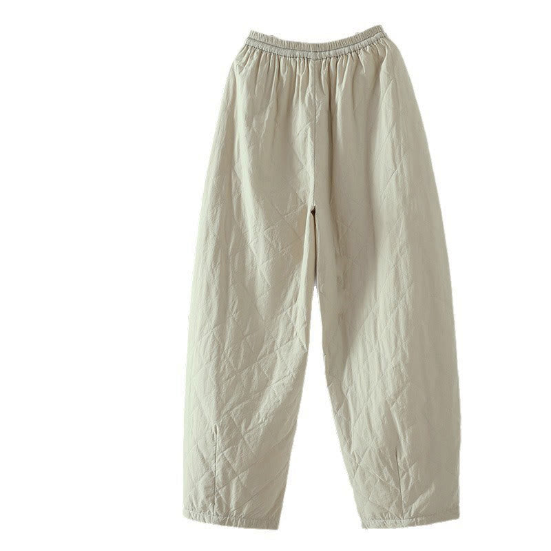 Buddha Stones菱形柄コットンポリエステル厚手レディースパンツ（ポケット付き） - image 3