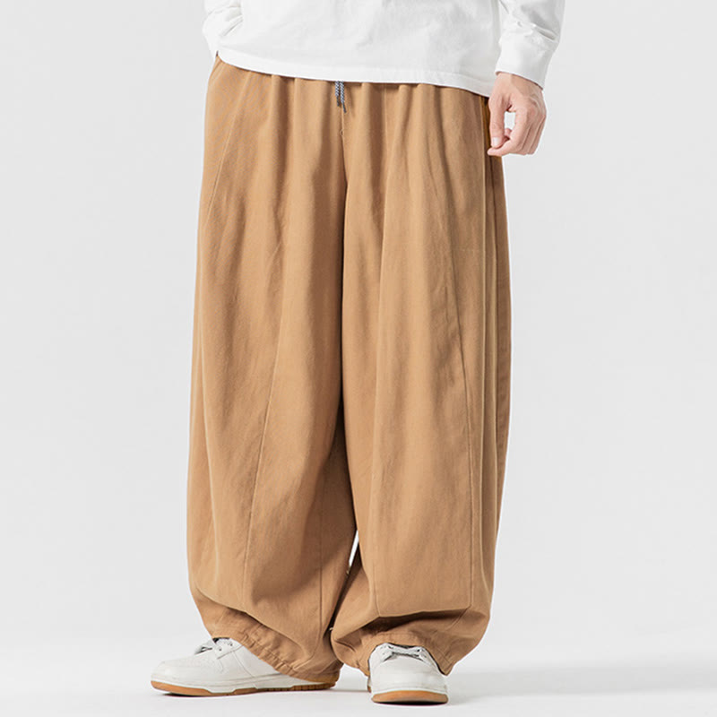 Buddha Stones秋冬 無地 コットン 伸縮性ウエスト メンズ ハーレムパンツ ポケット付き - image 12