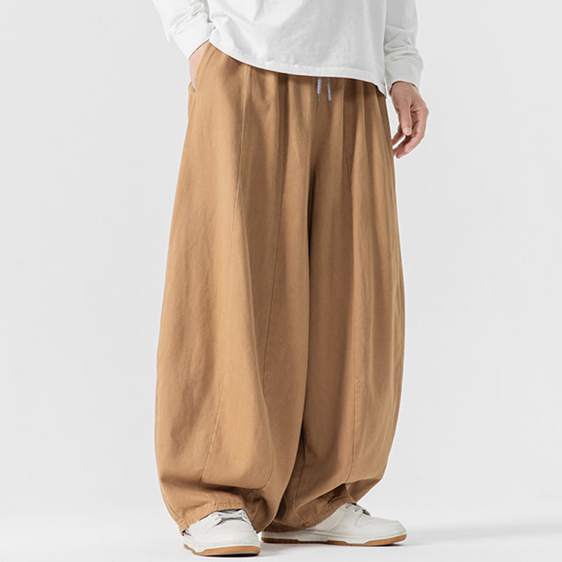 Buddha Stones秋冬 無地 コットン 伸縮性ウエスト メンズ ハーレムパンツ ポケット付き - image 9