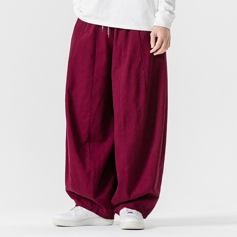 Buddha Stones秋冬 無地 コットン 伸縮性ウエスト メンズ ハーレムパンツ ポケット付き - image 30