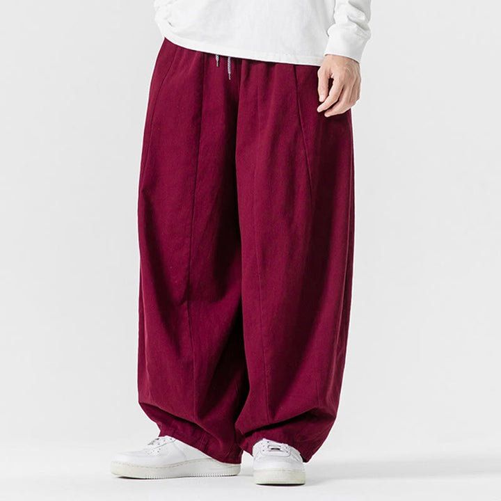 Buddha Stones秋冬 無地 コットン 伸縮性ウエスト メンズ ハーレムパンツ ポケット付き - image 30