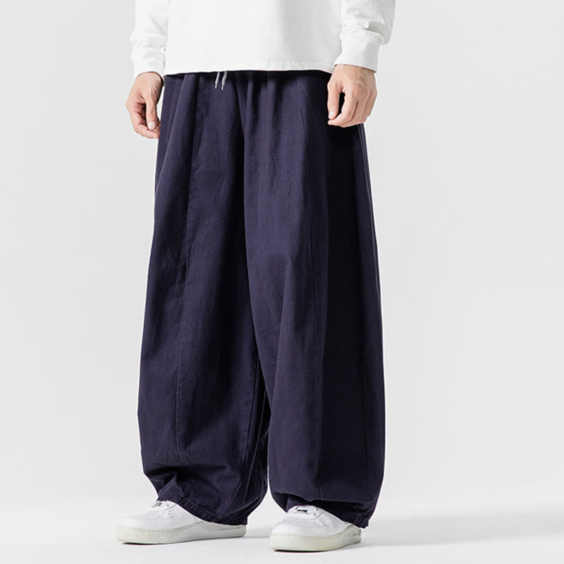 Buddha Stones秋冬 無地 コットン 伸縮性ウエスト メンズ ハーレムパンツ ポケット付き - image 37