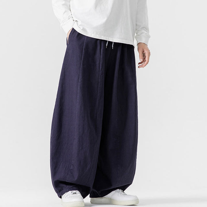 Buddha Stones秋冬 無地 コットン 伸縮性ウエスト メンズ ハーレムパンツ ポケット付き - image 35