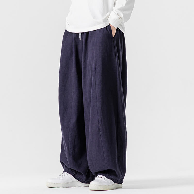 Buddha Stones秋冬 無地 コットン 伸縮性ウエスト メンズ ハーレムパンツ ポケット付き - image 33