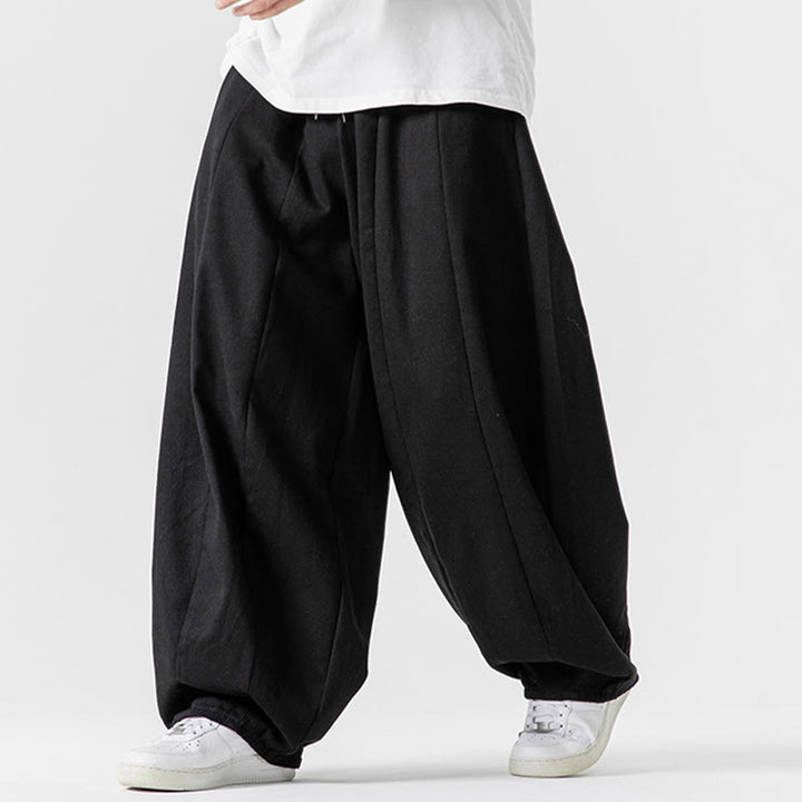 Buddha Stones秋冬 無地 コットン 伸縮性ウエスト メンズ ハーレムパンツ ポケット付き - image 41