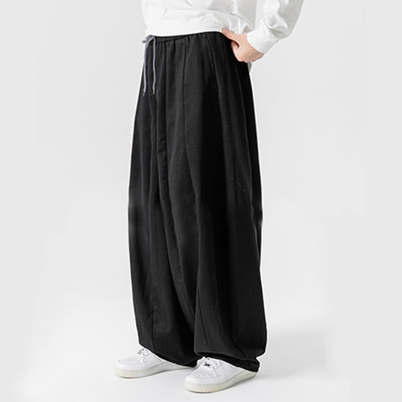 Buddha Stones秋冬 無地 コットン 伸縮性ウエスト メンズ ハーレムパンツ ポケット付き - image 44