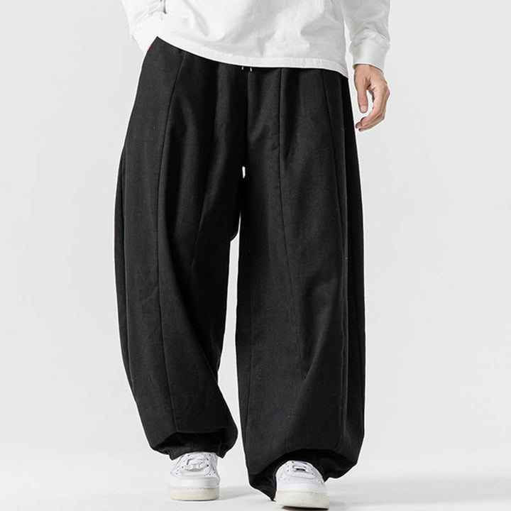 Buddha Stones秋冬 無地 コットン 伸縮性ウエスト メンズ ハーレムパンツ ポケット付き - image 40