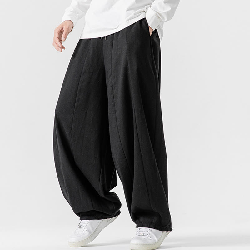 Buddha Stones秋冬 無地 コットン 伸縮性ウエスト メンズ ハーレムパンツ ポケット付き - image 46