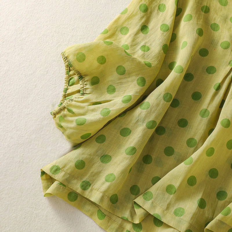 Buddha Stones秋 ラウンドネック 水玉 長袖 レディース ポリエステル シャツ  - image 12