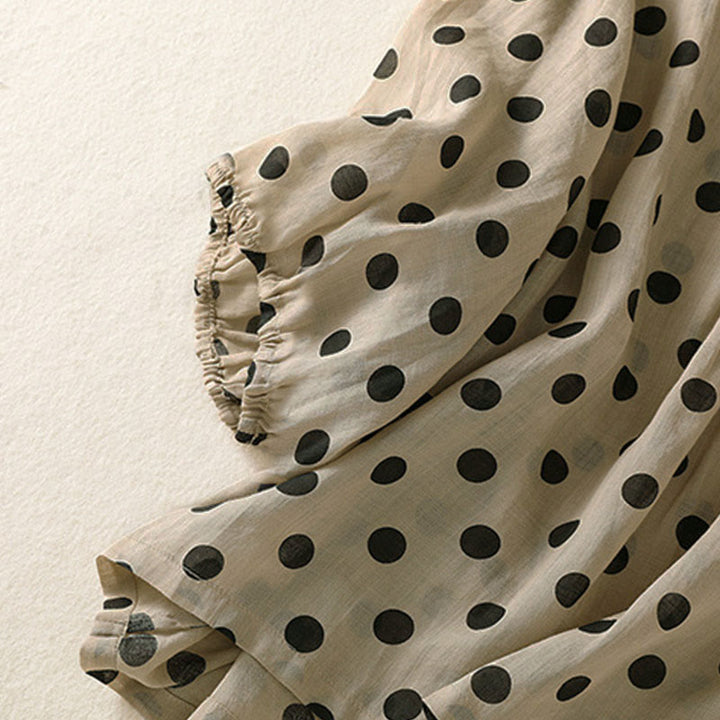 Buddha Stones秋 ラウンドネック 水玉 長袖 レディース ポリエステル シャツ  - image 22