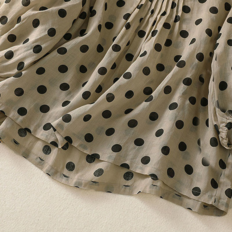 Buddha Stones秋 ラウンドネック 水玉 長袖 レディース ポリエステル シャツ  - image 23