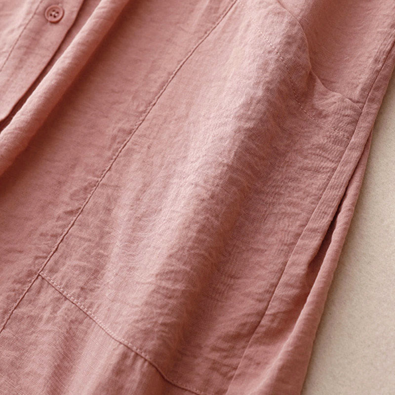 Buddha Stones春秋 スタンドカラー 無地 長袖 レディース コットン ポリエステル シャツ  - image 20