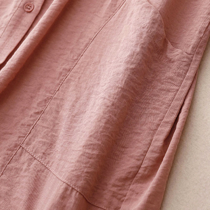 Buddha Stones春秋 スタンドカラー 無地 長袖 レディース コットン ポリエステル シャツ  - image 20