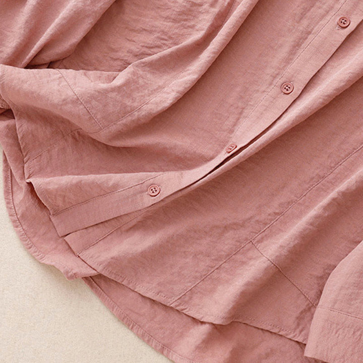 Buddha Stones春秋 スタンドカラー 無地 長袖 レディース コットン ポリエステル シャツ  - image 22