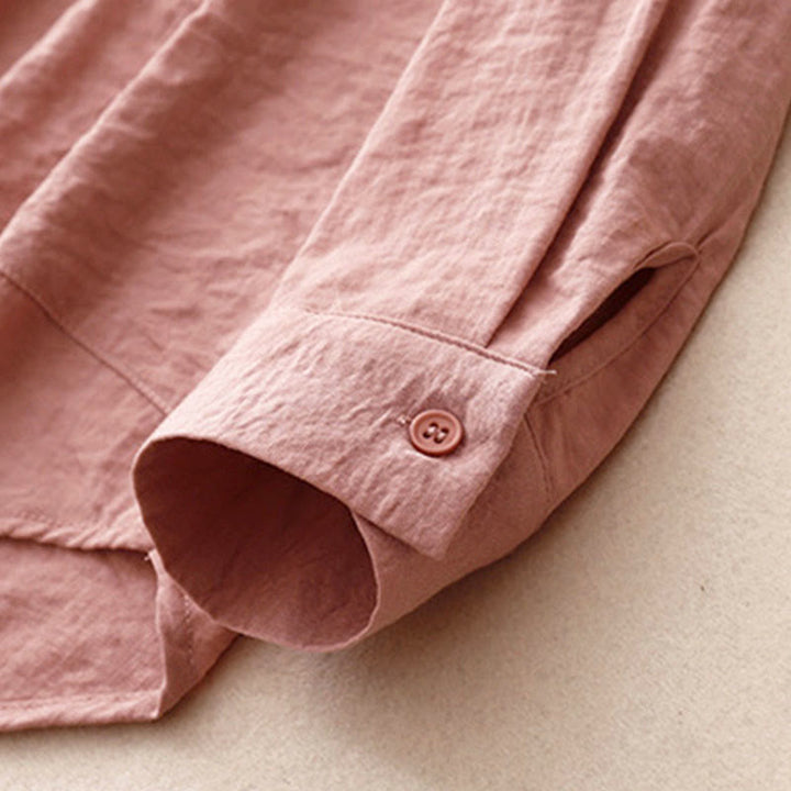 Buddha Stones春秋 スタンドカラー 無地 長袖 レディース コットン ポリエステル シャツ  - image 17