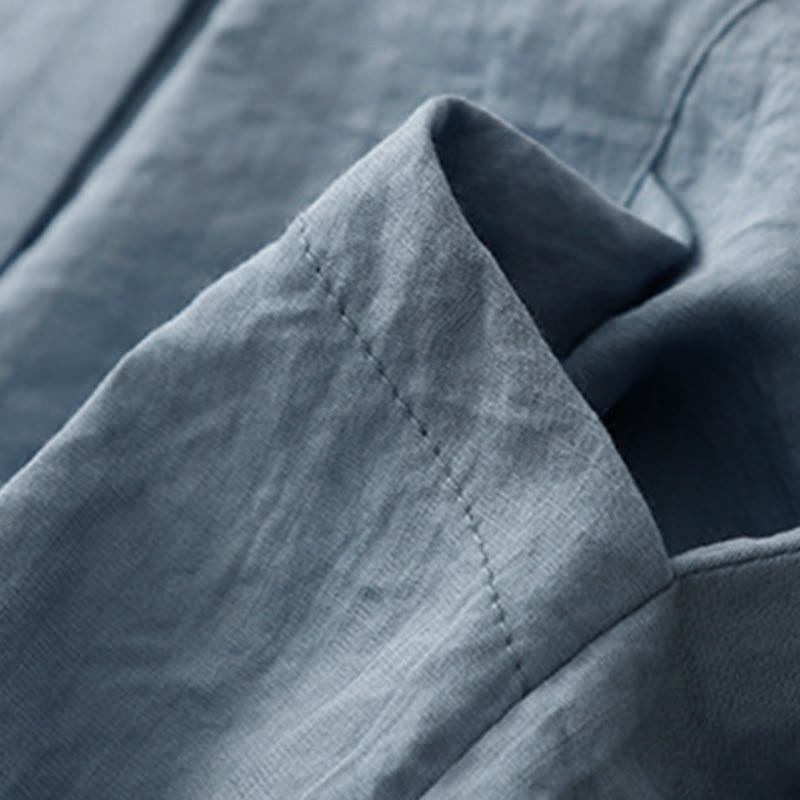 Buddha Stones春秋 スタンドカラー 無地 長袖 レディース コットン ポリエステル シャツ  - image 5