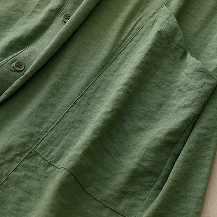 Buddha Stones春秋 スタンドカラー 無地 長袖 レディース コットン ポリエステル シャツ  - image 9