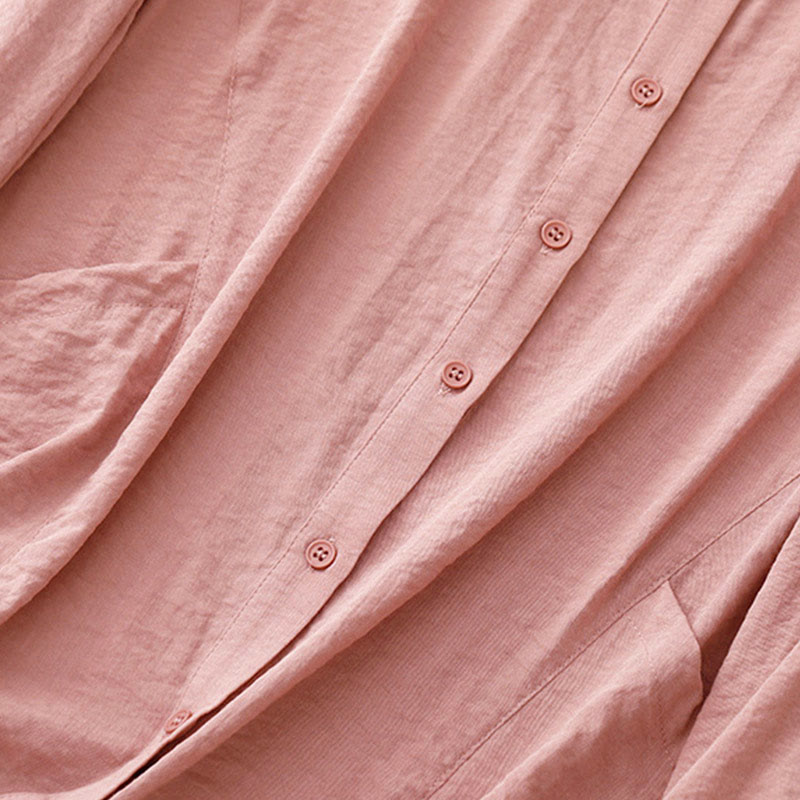 Buddha Stones春秋 スタンドカラー 無地 長袖 レディース コットン ポリエステル シャツ  - image 21