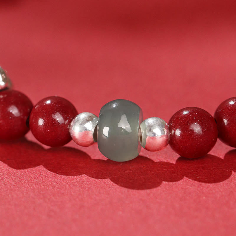 Buddha Stones午年 辰砂 翡翠赤紐良縁祈願ブレスレット - image 9