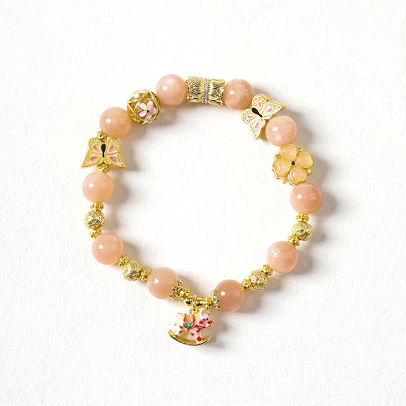 Buddha Stones午年 南 赤瑪瑙 太陽石 トルマリン成就のブレスレット - サンストーンホース（手首周り：14～15cm） - image 7