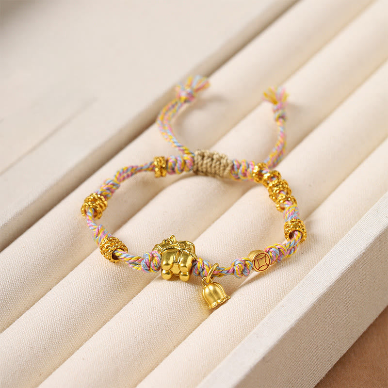 Buddha Stones午年 銅製 富 チベット 編み込み ロープ ブレスレット - image 3