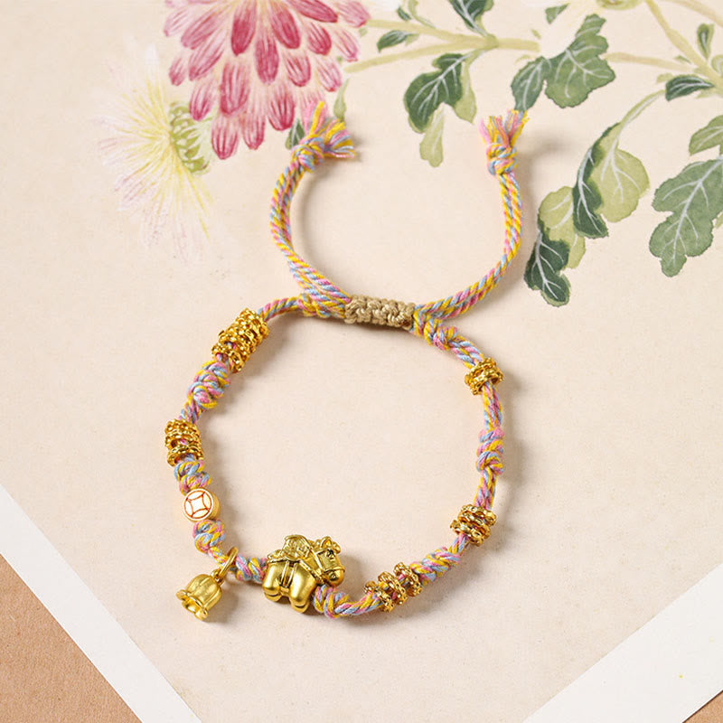 Buddha Stones午年 銅製 富 チベット 編み込み ロープ ブレスレット - image 2